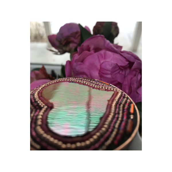 Heart Pendant with Stained Glass and Beads