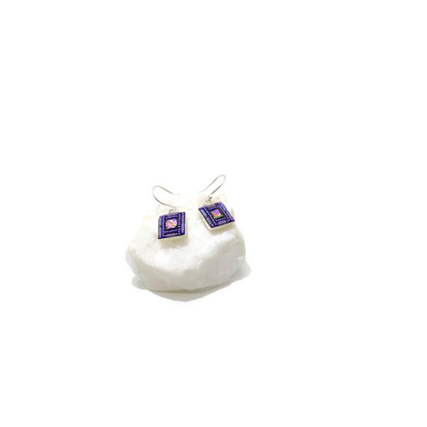 Purple Matte Square Bling Earrings