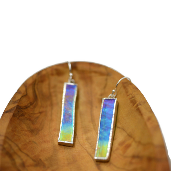 Turquoise Irridized Glass Earrings