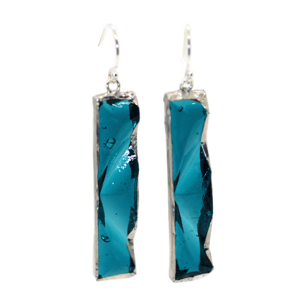 Peacock Blue Textured Glass Earrings