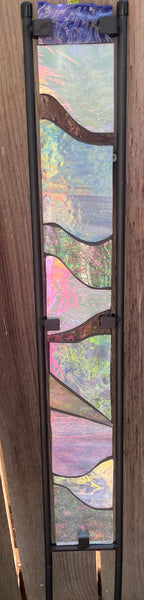 Stained glass garden stake in moonstone colors