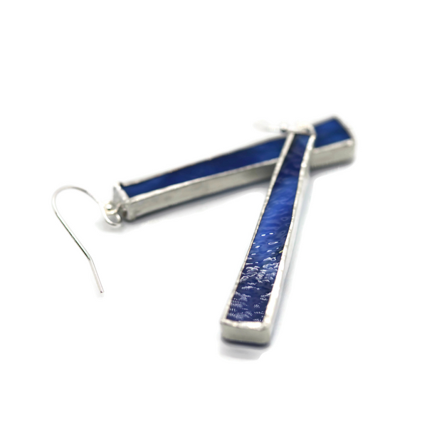 Royal Blue Long Stained Glass Earrings