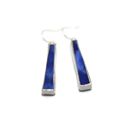 Royal Blue Long Stained Glass Earrings