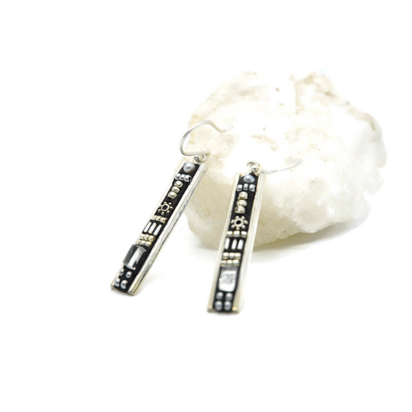 Black and Silver Deco Earrings