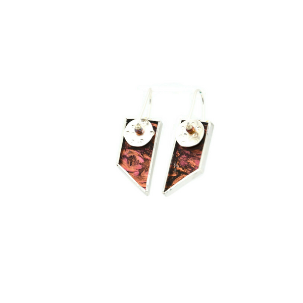 Mod Earrings in Copper and Pink Van Gogh Glass