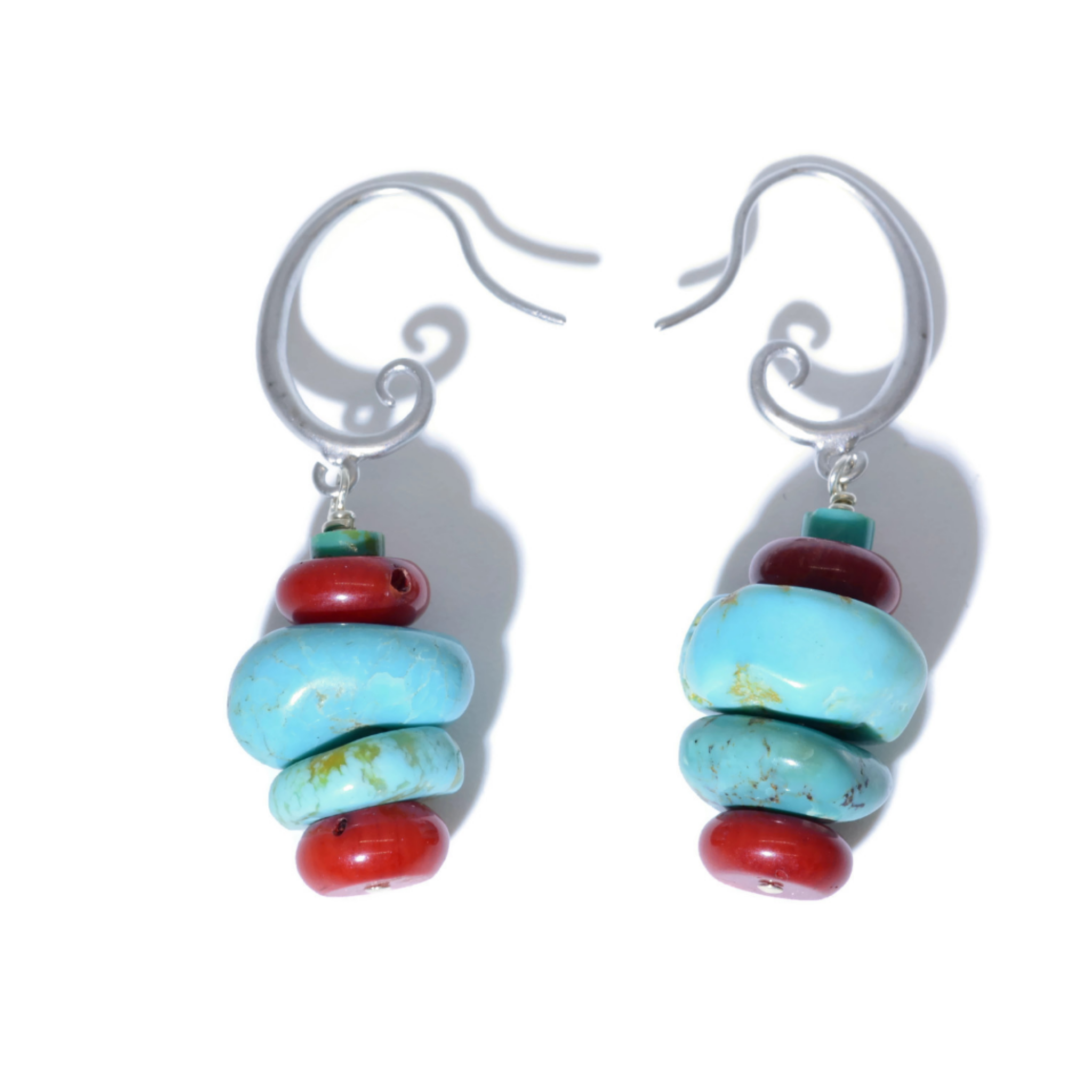 Turquoise and Coral Mask Earrings