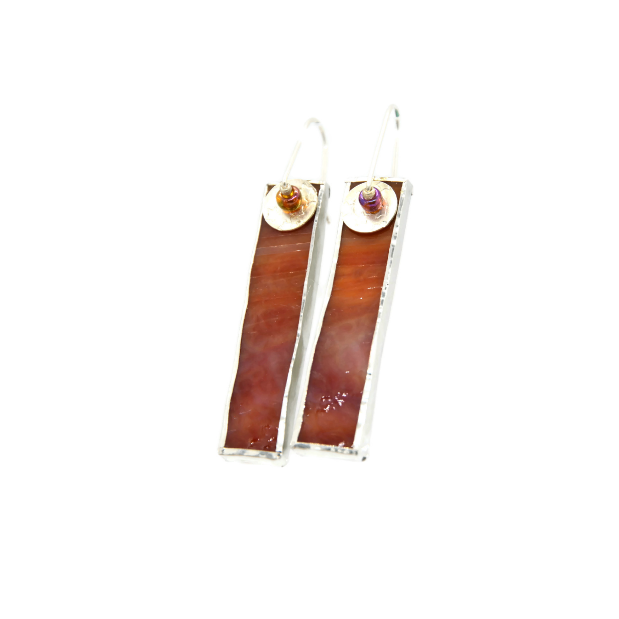 Mod Earrings in Red Stained Glass