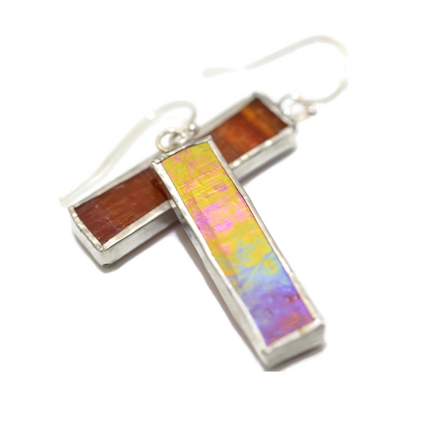 Red Irridized Stained Glass Earrings