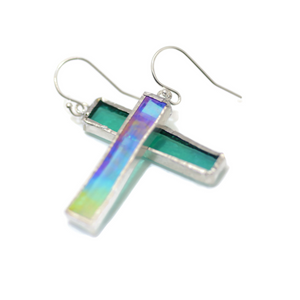 Turquoise Irridized Glass Earrings
